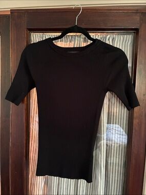 Banana Republic Black Short Sleeve Ribbed Slim Top